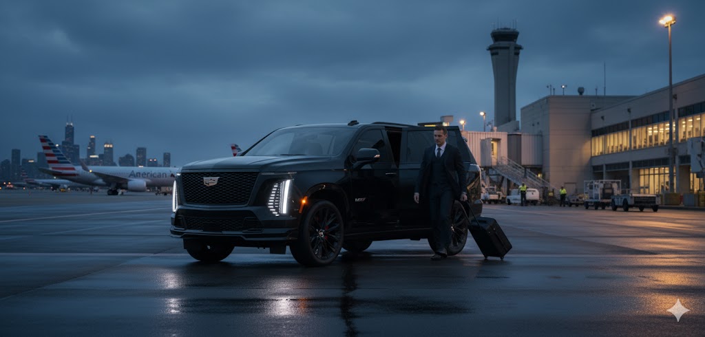 O'Hare Airport Limo Service Chicago - black SUV airport pickup