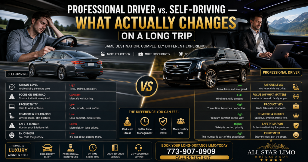 Professional Driver vs. Self-Driving Long Trips