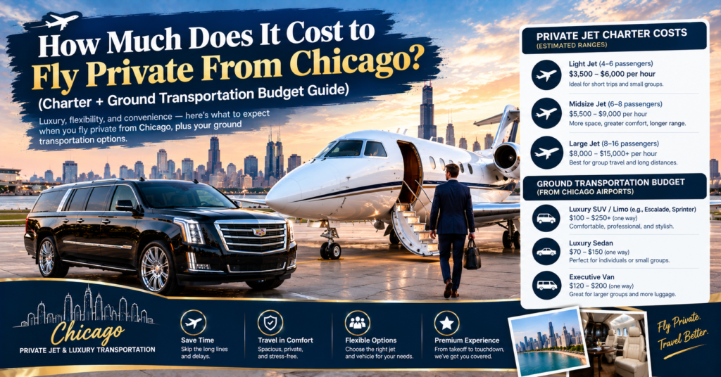 Private jet charter cost ground transportation Chicago