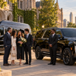 Chicago graduation transportation with a black Cadillac Escalade and Mercedes-Benz Sprinter for a graduate and family