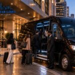 All Star Limo shuttle picking up a group of travelers with luggage outside a Chicago hotel
