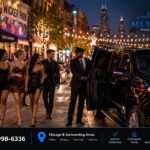 All Star Limo chauffeur greeting a group for a night out in Wicker Park, Chicago