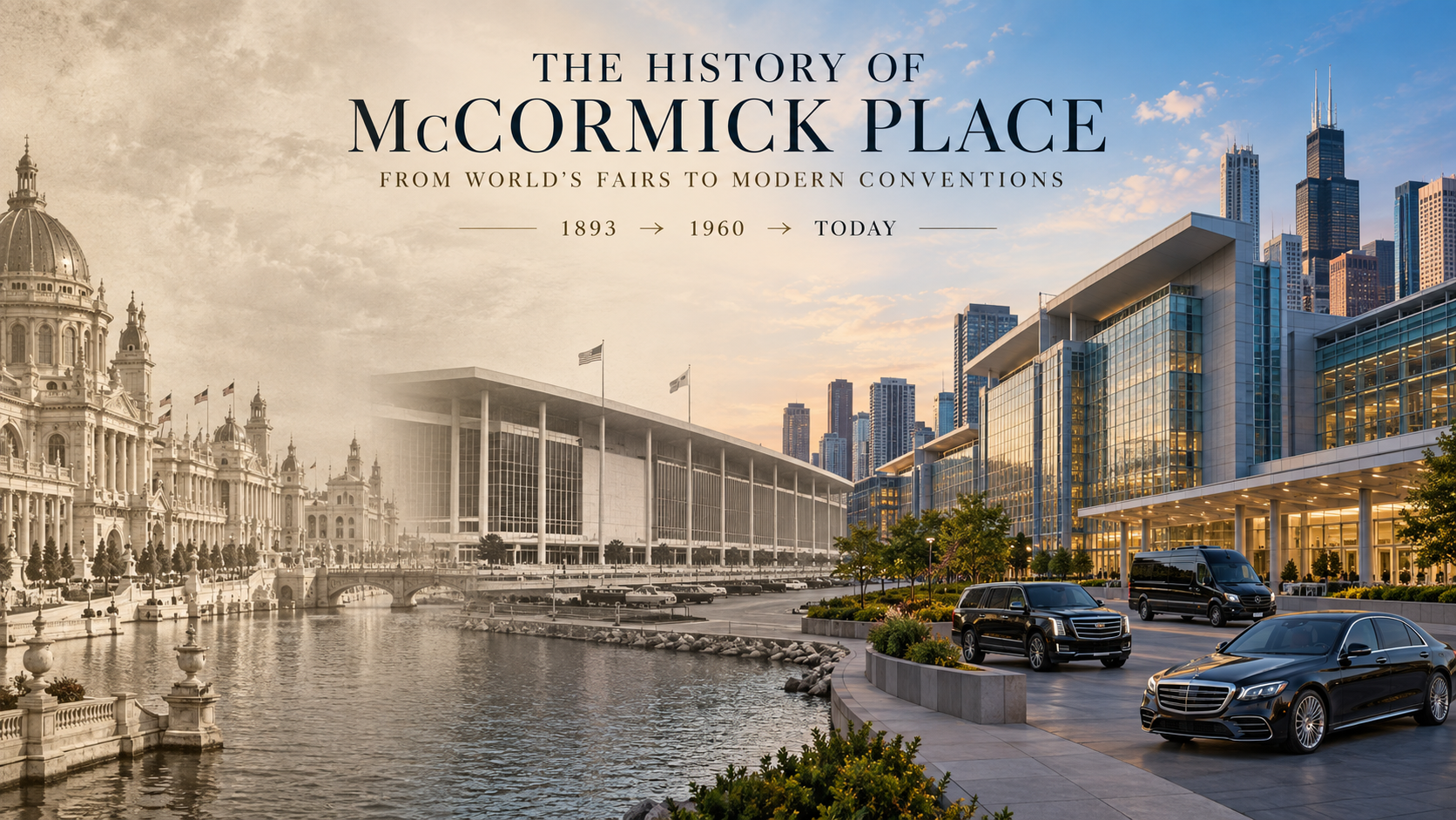 History of McCormick Place from Chicago world’s fairs and the original convention hall to the modern campus and 2026 luxury transportation